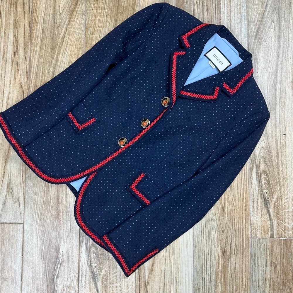 Gucci Navy Blazer with Red Trim